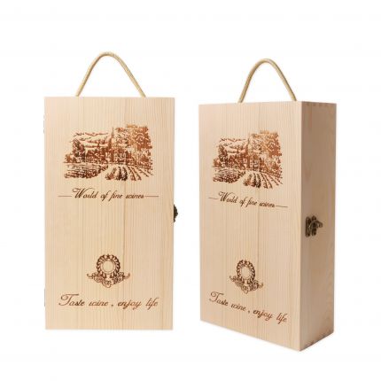 Double Bottle Wooden Wine Box 